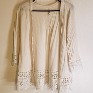 Off white open front cardigan